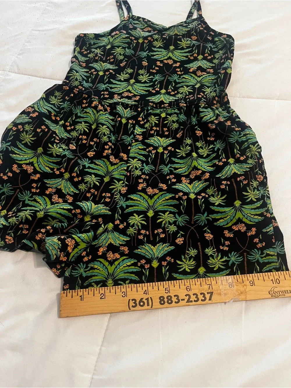 Old Navy Girls Tropical Palm Print Romper Black Green Size 8 pockets